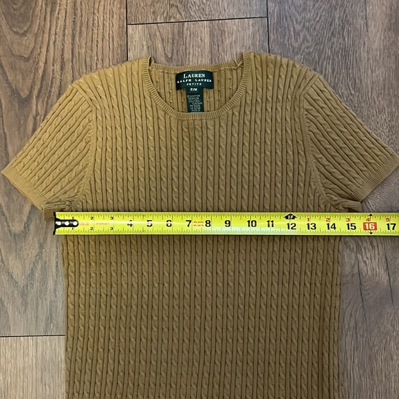 Lauren Ralph Lauren beige/camel color shirt sleeve sweater petite medium - Picture 4 of 6